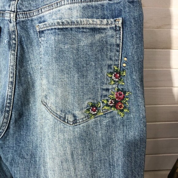 Lucky Brand Floral Embroidered Skinny Jeans Blue Size 6 28 - Picture 13 of 14